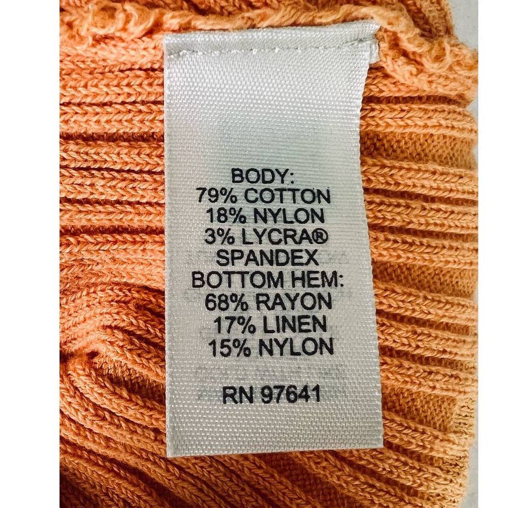 J. Jill Orange Ribbed Ruffle Edge Tee Top Blouse Large - Picture 15 of 16